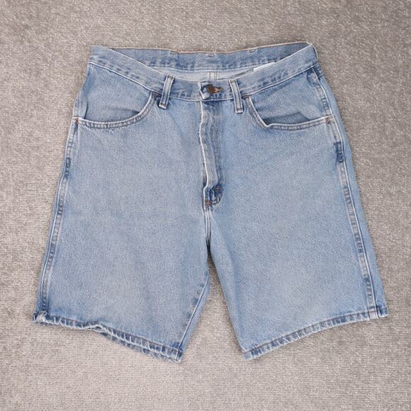 VTG 90s Rustler 34x8 Light Wash Blue Denim Jean Shorts Jorts - Picture 1 of 12